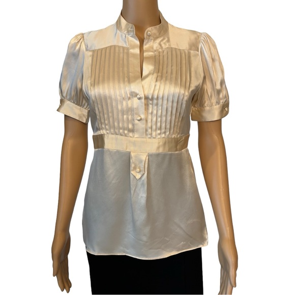 BCBGMAXAZRIA Ivory Cream Silk Top - Picture 2 of 9